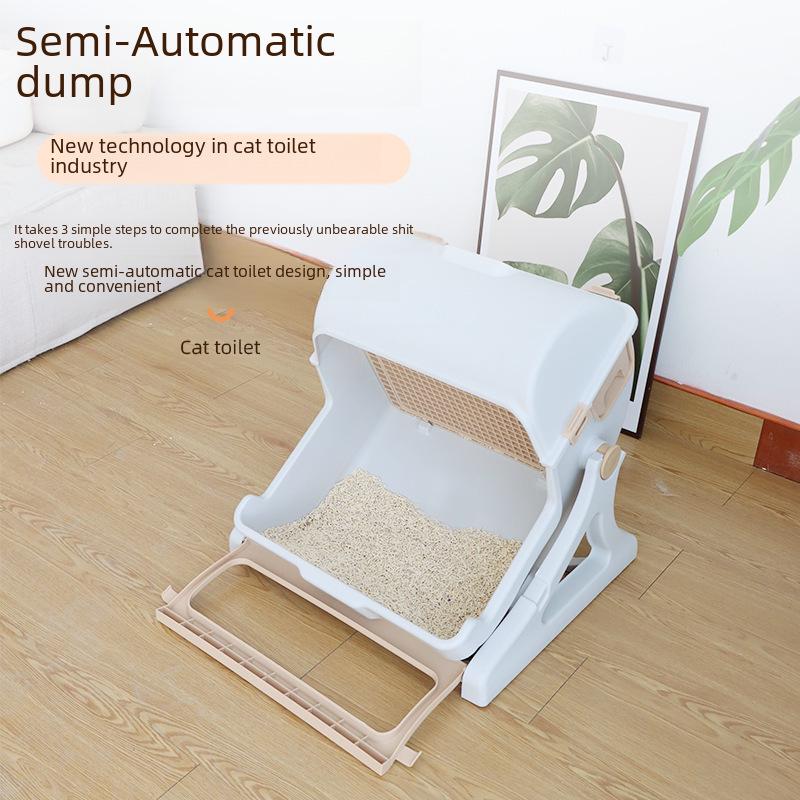 Leyoupai Semi-Automatic Oversized Cat Litter Box, Semi-Enclosed Design