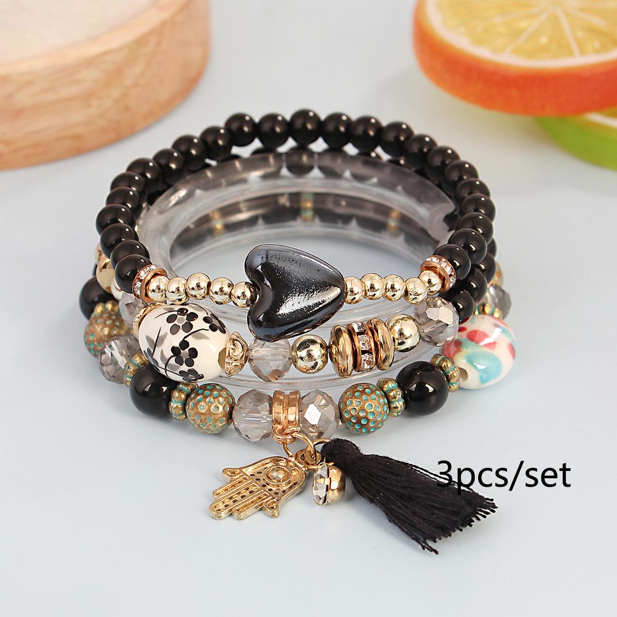 Браслет JYL TS Бохо Набор 8 шт. Стиль Предоставляет Универсальные Варианты Удачи Black