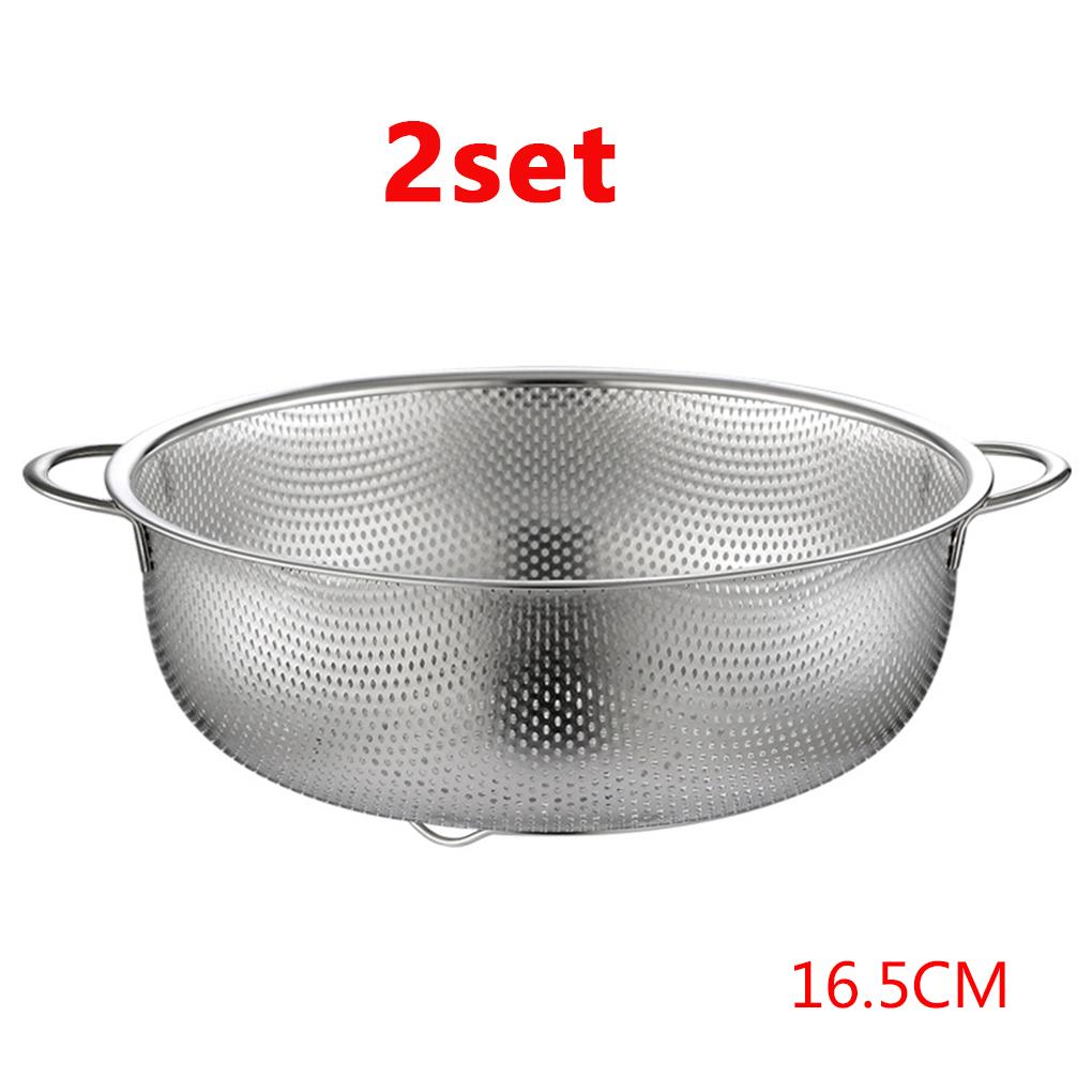 All Purpose Stainless Steel Fine Mesh Strainer Net Baskets With Handles Resting Base Colander Set Kitchen Supplies