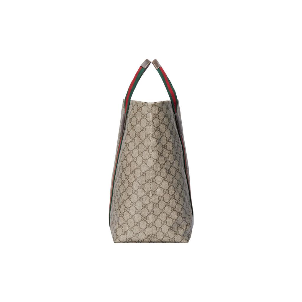 Gucci Double G Logo Canvas Tote Bag Men Tote Bags Beige Ebony 763287-fachl-8844