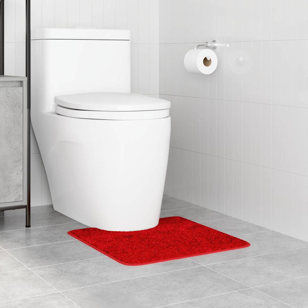 vidaXL - Antislip - Badmat - met - Toilet - Uitsnede - Rood - 50 - x - 50 - cm - PP