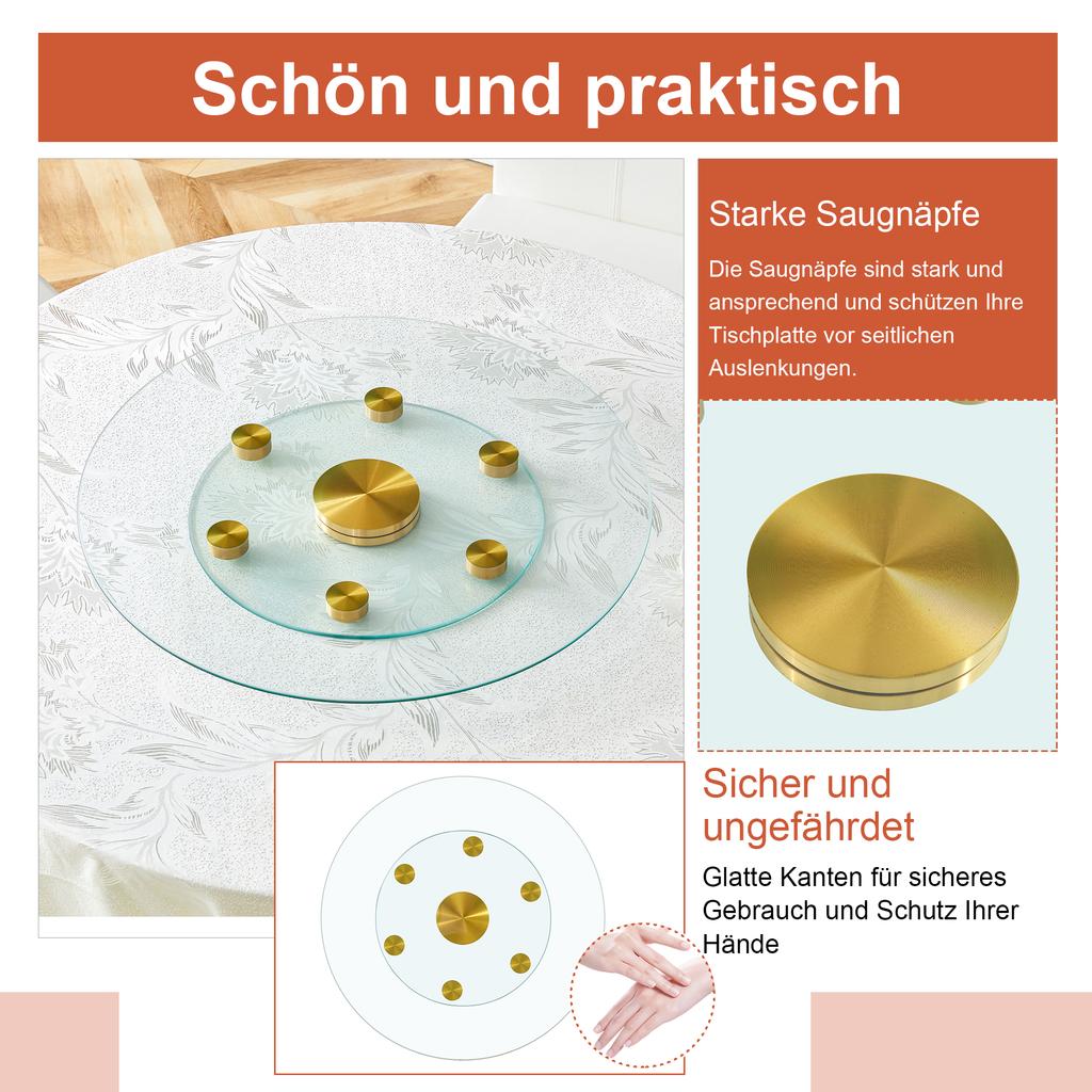 Two-Tier, Rotating Glass Plate. The Upper Glass Diameter 61 cm, the Lower 38 cm. The Design Allows for Easier Picking Up and Putting Down of Objects.