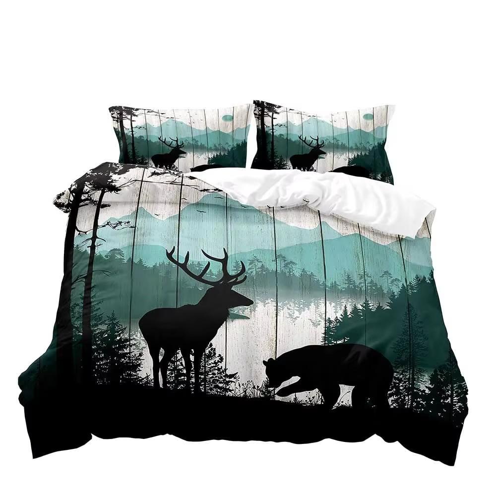 Wild Deer Duvet Cover Set Single Queen King Size Rustic Farm Style Soft Bedding Set Adult Women Teens Cute Animal Duvet Covers