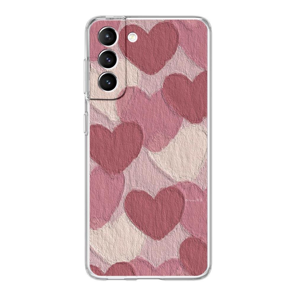 Gold Pink Rose Glitter Hearts Clear Phone Case For Samsung Galaxy S23 S22 5G S20 Ultra S21 FE 5G S10E S9 S8 S10 Plus Soft Cover