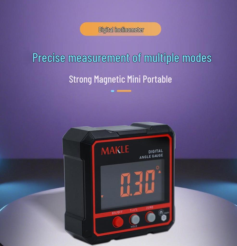 High-Precision Digital Inclinometer with Strong Magnetic Base and Angle Measurement