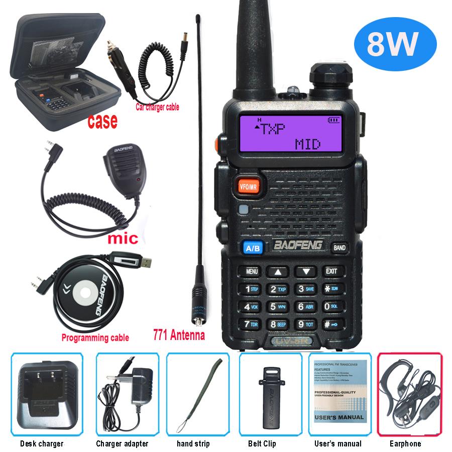 1/2 Pcs Baofeng UV-5R 5W 8W True High Power Walkie Talkie Long Range 10km FM Two Way Portable Radio UV5R Handheld Transceiver