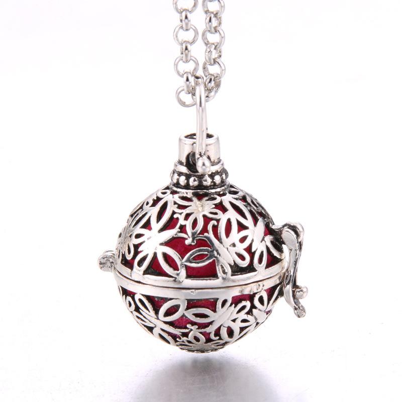 Hot-selling Aromatherapy Ancient Silver Style Cage Type Hollow Necklace Essential Oil Diffuser Perfume Box Ancient Hanfu Accessories