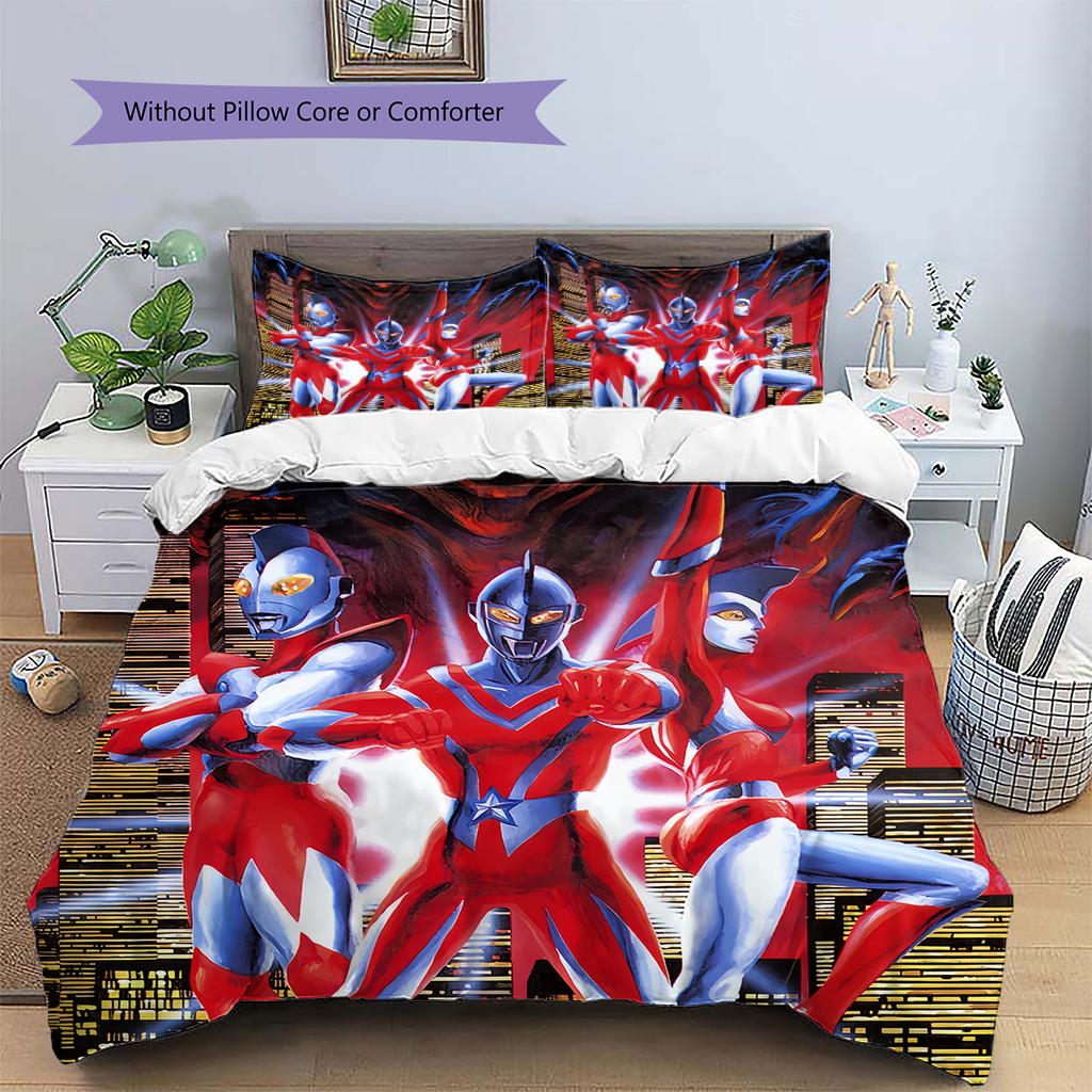 Ultraman Full Body Print Bedding Set, Hero Silhouette Bedroom Decoration, Elegant Household Gift.chl