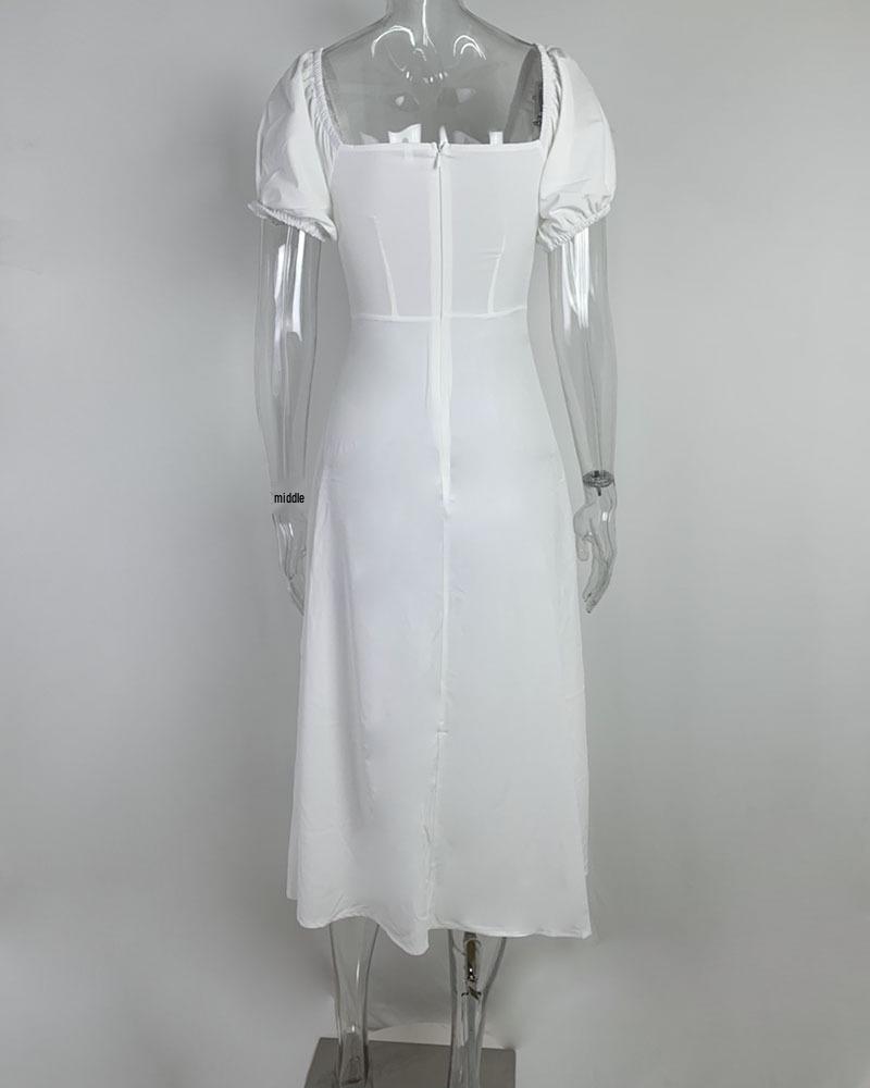 2026 Spring Resort Style Off-the-Shoulder Slit Long Dress: Elegant Lace-Up French Design for Women
