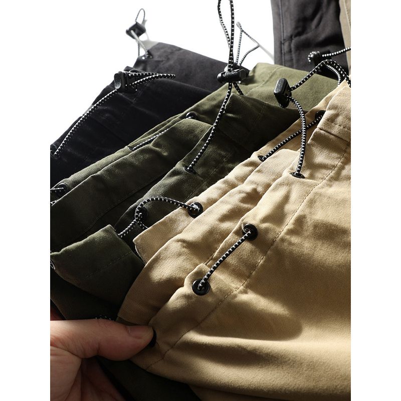 American Wide Leg Cotton Pleat Paratrooper Overalls Men's Outdoor Straight Casual Trousers Foreign Trade Men's Trousers Loose Pants