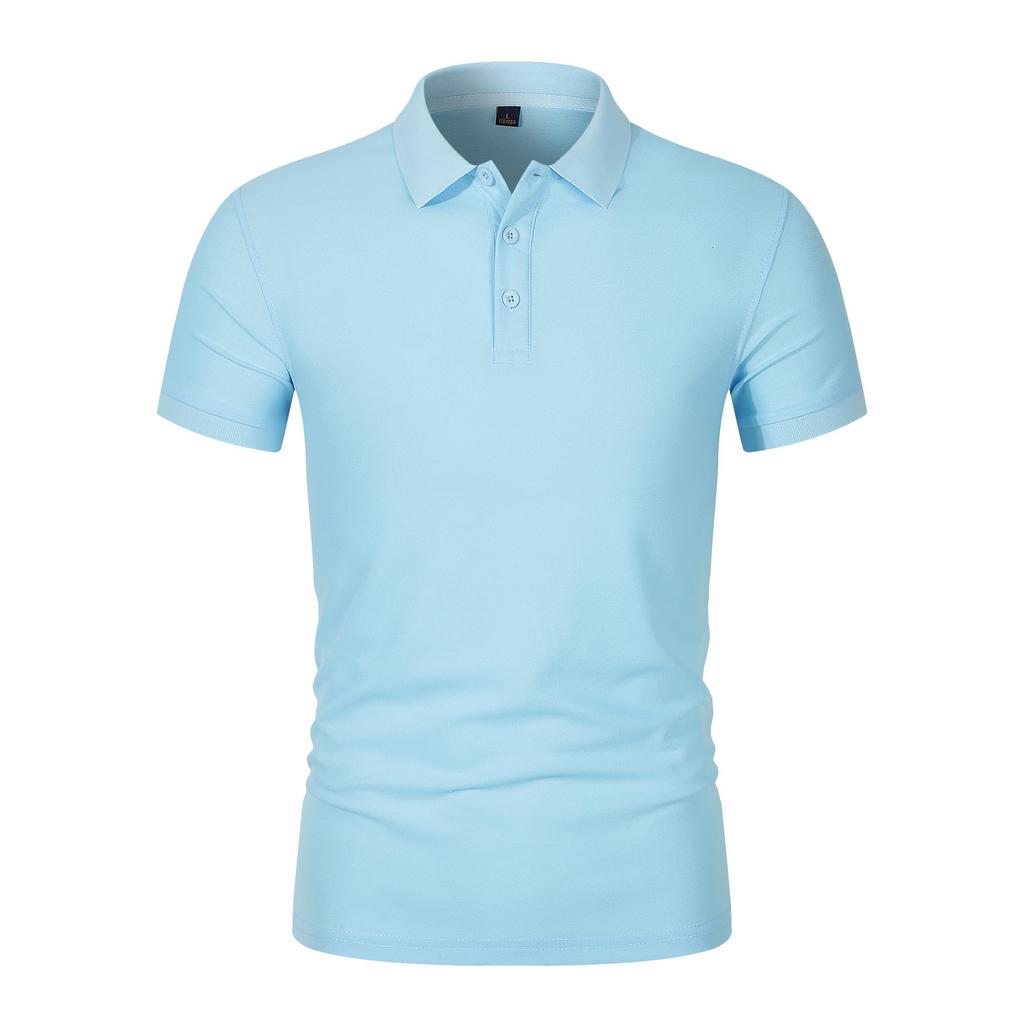 025 Summer New Men's Short Sleeved Solid Color Polo Shirt Breathable and Comfortable Elastic Top Casual Business New Style