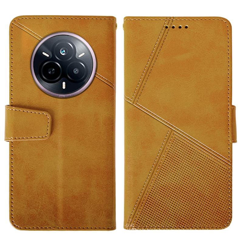 Für Realme 14 Pro 5G Hülle Leder Brieftasche Handyhülle Ständer Kalbstextur