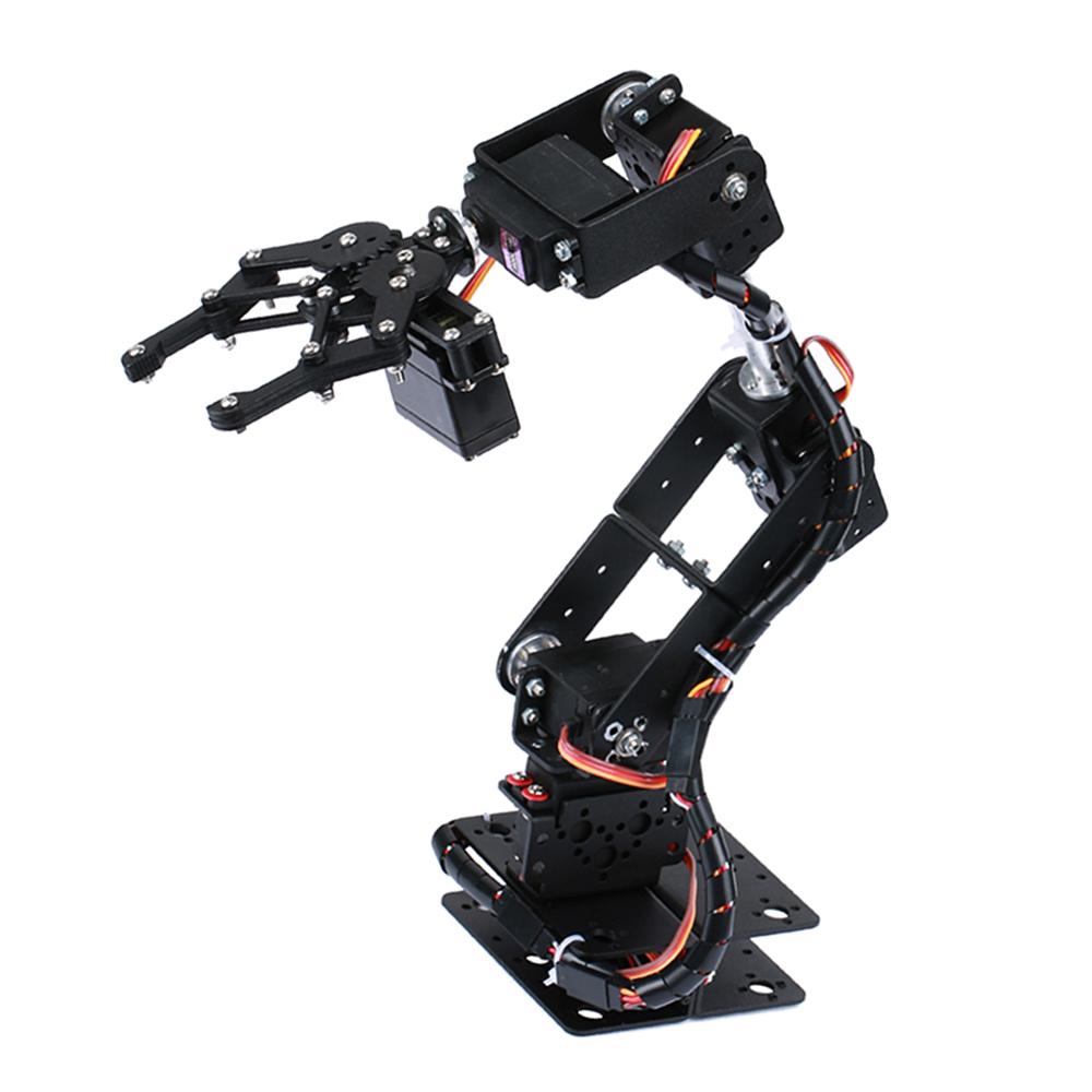 6-DOF Robotic Arm Multi-DOF Robot Servo Grasping Maker Education DIY Kit + Servo + 25T Servo Metal Steering Wheel with Screws