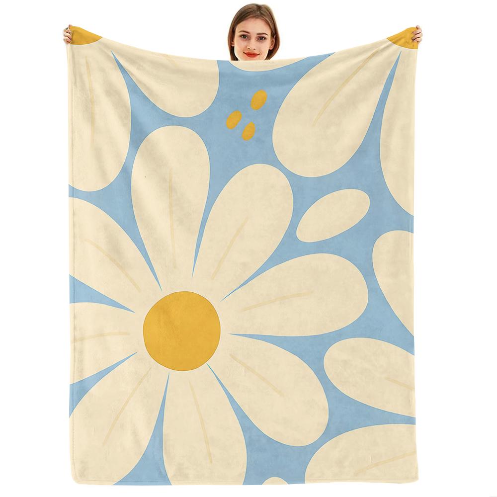 Cream Heart Tulip Stripe Cartoon Anime Print Flannel Blanket Soft Warm Throw for Kids Bedroom Sofa Christmas Office Car