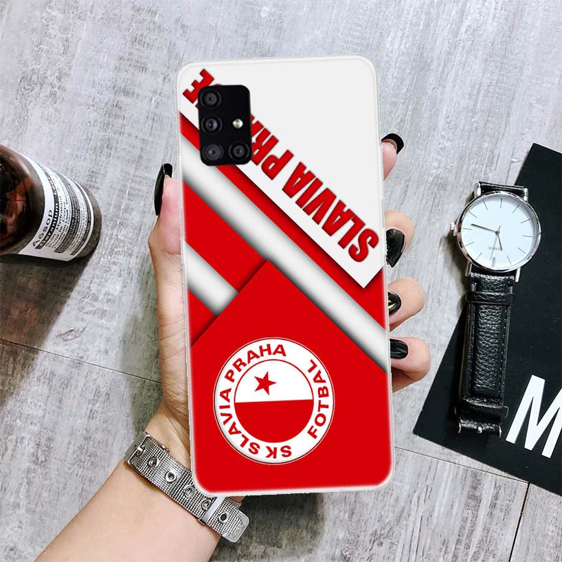 Sk Slavia Praag Tsjechië Telefoonhoesje Voor Samsung Galaxy A52 A53 A12 A13 A22 A23 A32 A33 A72 A73 A42 A02S A03S 5G A50S Cover