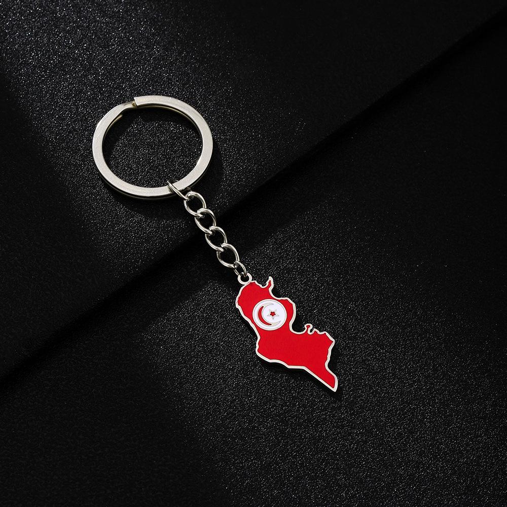 Retro Tunisian Map Flag Keychain - Ethnic Style Titanium Steel Accessory for All