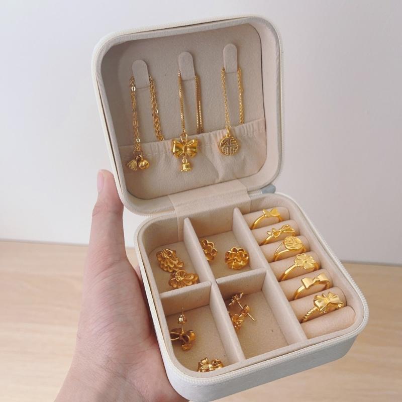 PU Leather Jewelry Box Accessory Organizer with Soft Velvets Interior Storage Case for Earrings Bracelets Necklaces