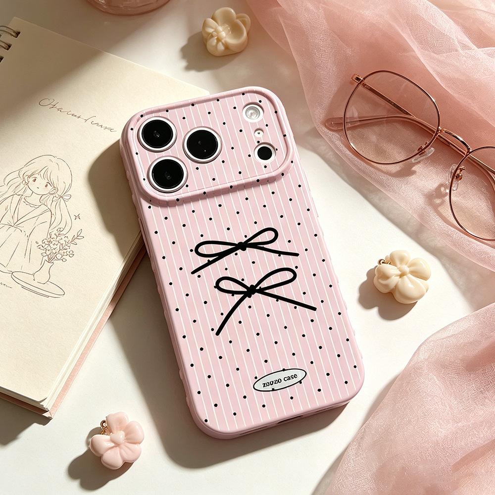 The bow tie method is suitable for Apple 16/17PM anti-drop new 17/16PRO creative iPhone15 mobile phone case.
