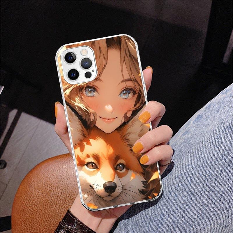 Cute Anime Ins Girls Animal Cat Phone Case For iPhone 17 Air 16 Pro Max 16E 15 + 14 Plus 11 12 13 Mini 7 8 SE Gift Print Cover F