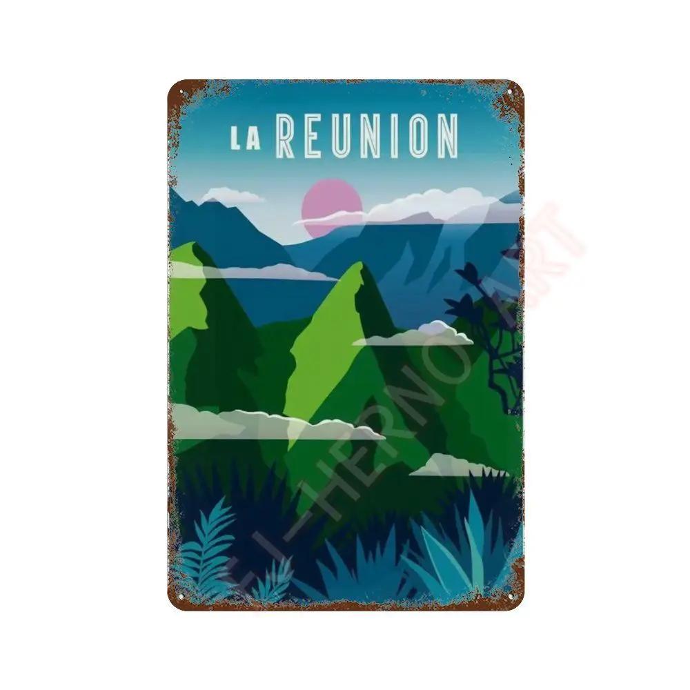 Nordic Travel Poster Aesthetic Vacation Illustration Metal Tin Sign Plaque Wall Mural Plates Home Decoration Kawaii Room Decor