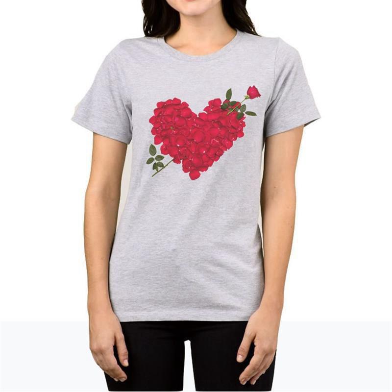 

Женские футболки с коротким рукавом с принтом розовых цветов Gril 4XL серый