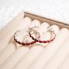 Fashion Bohemian Western Style Big Statement Round Hoop Earrings For Women Blue Red Black Beads Wrap Boho Beach Vacation Zircon