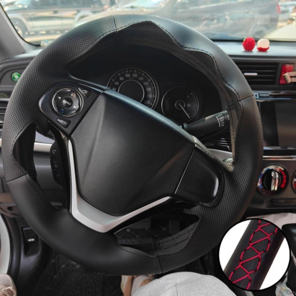 Auto Interior Accessories Hand Sewing Perforated Anti-Slip Artificial Leather Steering Wheel Cover For Honda CR-V 2012- 2016
