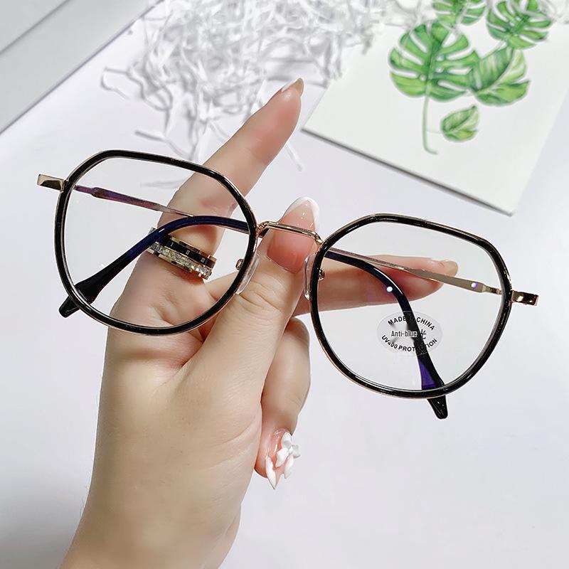 Korean-Style Anti-Blue Light Retro Polygon Glasses for Women