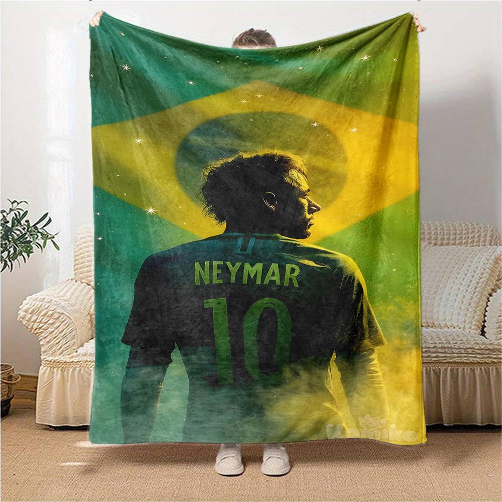 Atmungsaktive und warme Flanelldecke mit Aufdruck einer brasilianischen Fußballlegende, ein stilvolles Geschenk für Zuhause, geeignet für Zuhause, Büro und als Tagesdecke. 15a133