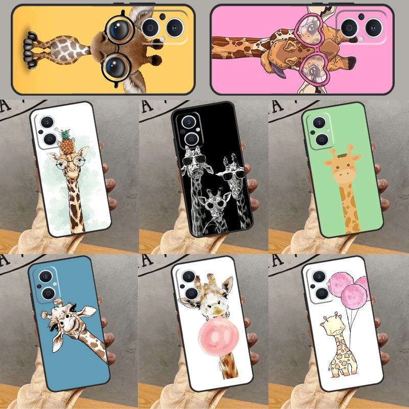 Cute Cartoon Animal Giraffe Case For OPPO Reno 13 12 11 F 8T 7 8 10 Pro OPPO Find X8 Pro X6 Pro X3 X5 Lite Cover Coque