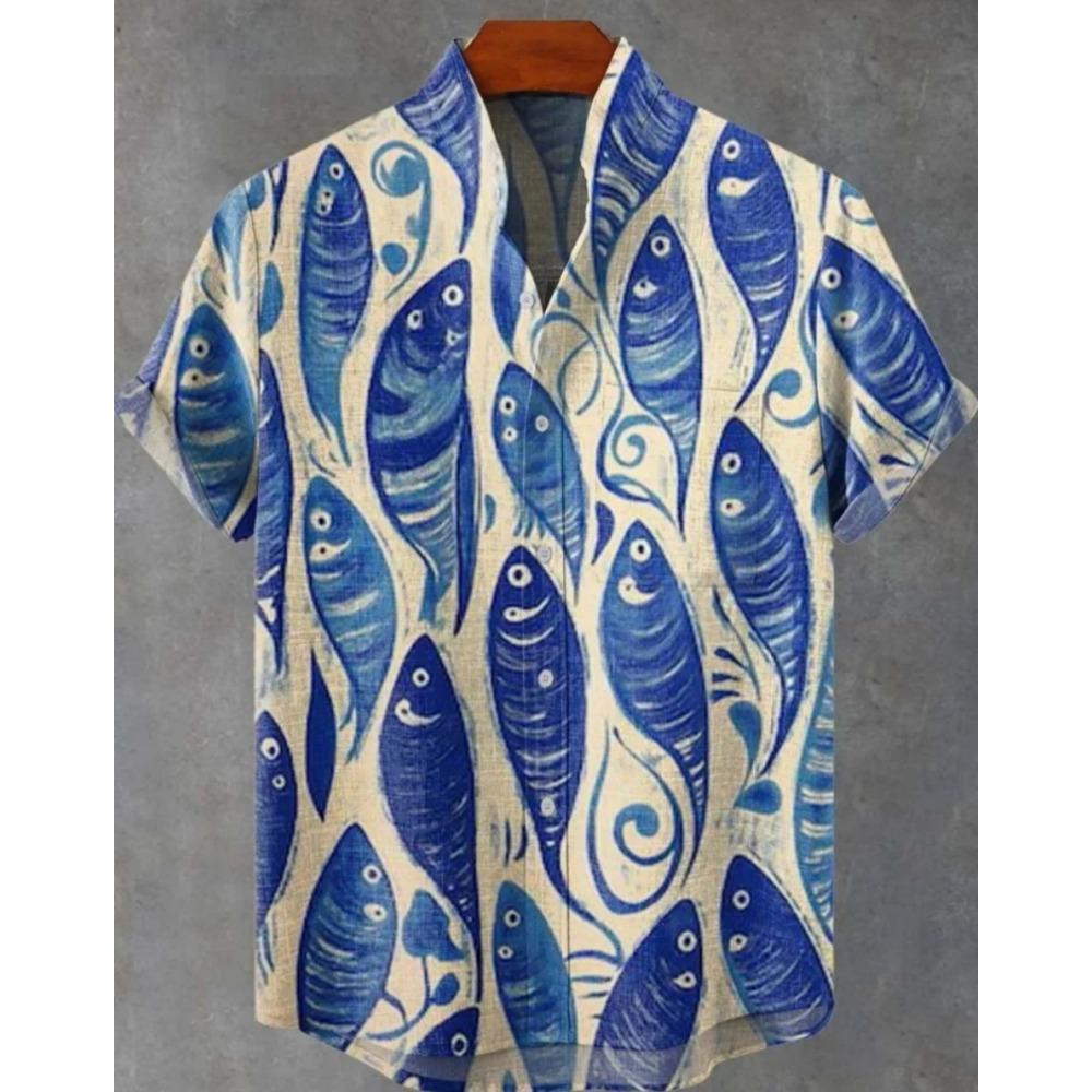 New Men's Printed Hawaiian Shirt Casual Short Sleeve Top Loose Clothing Fashion Vintage Summer Shirt