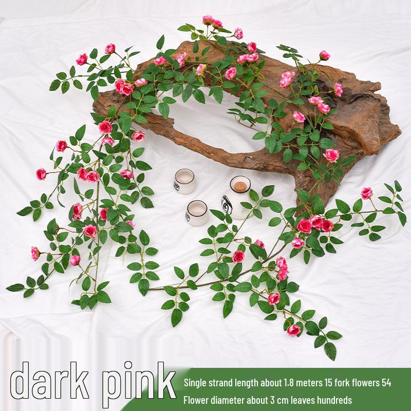 Artificial Rose Vine Ceiling Decor with Rattan for Living Room and AC Pipe Cover