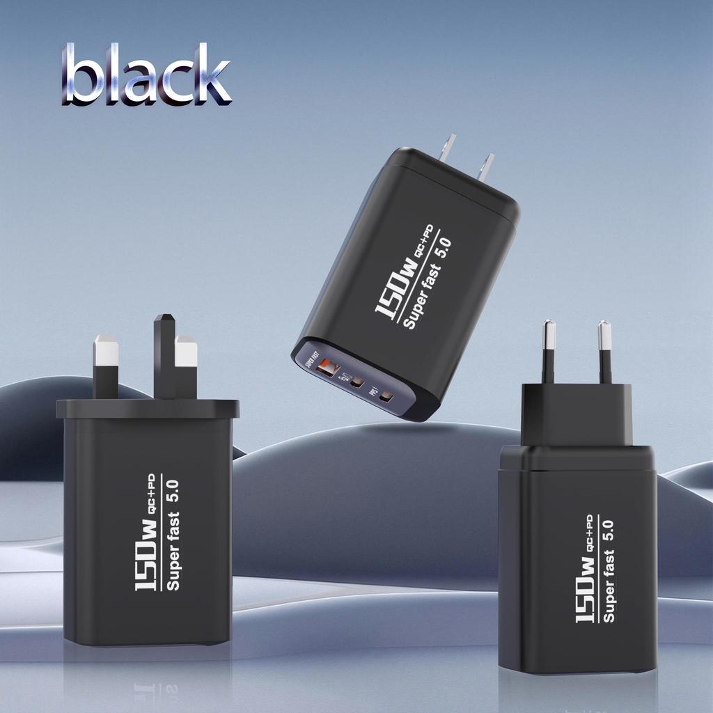 150W Multi-Port Fast Charger with 1 USB-A + 2 USB-C PD Ports - Compact Travel Adapter