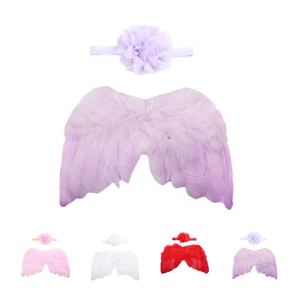 Baby Solid Color Angle Wing Headband Photograph Prop Suit Infant Clothes