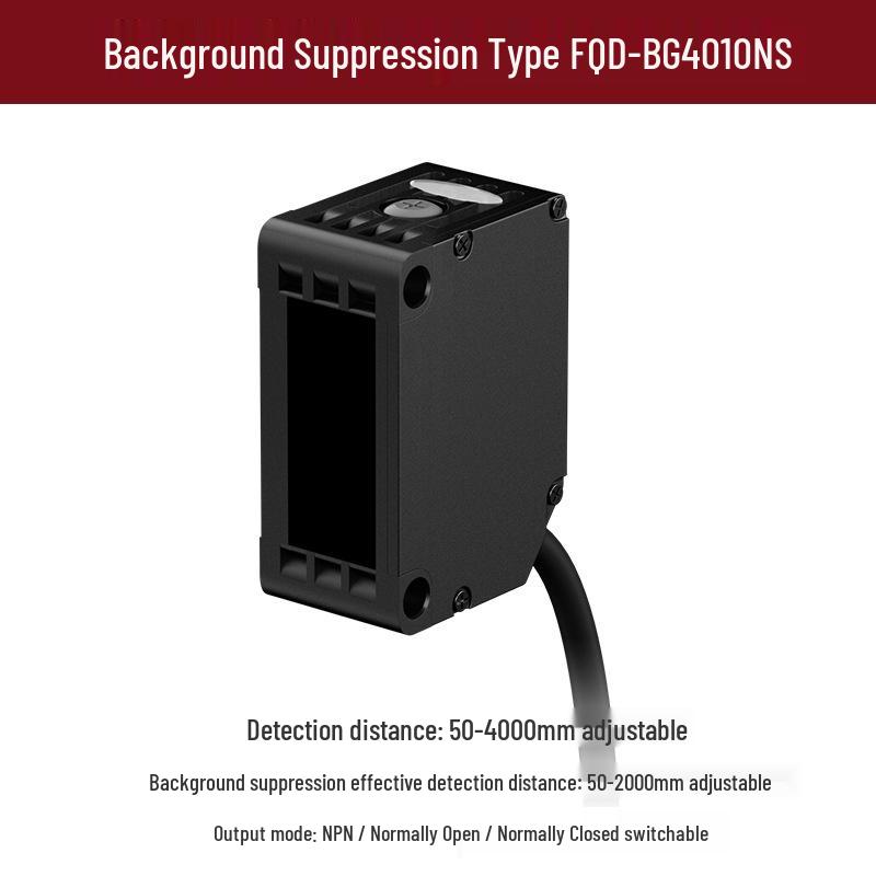 Square Long-Distance Background Suppression NPN Photoelectric Sensor, Through-Beam & Diffuse Reflection.
