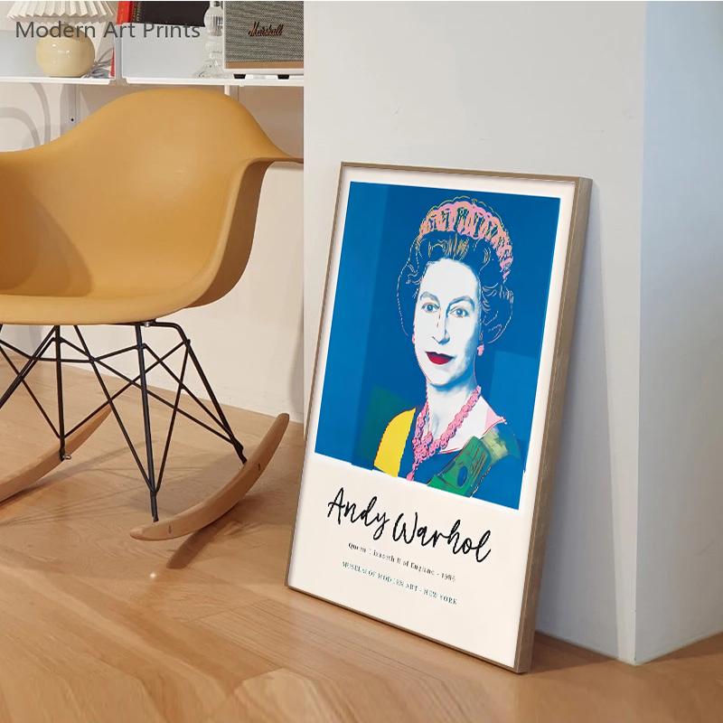 Queen Elizabeth Poster Andy Warhol Wall Art Canvas Painting Pictures Print Home Living Room Decor Unframed