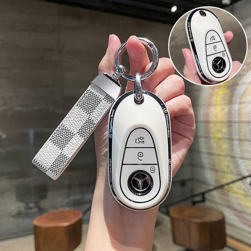 Keyring Car Key Case Cover for Mercedes Benz Maybach S580 A-B-C-M-CLA-CLS-E-G-GLB-GLE-R-SL Class AMG EQC GLA W213 GLC200 GT43 bdo2
