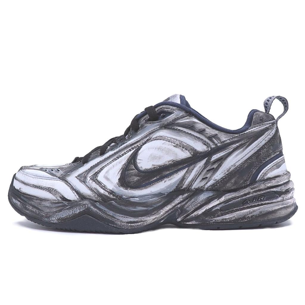 Nike Air Monarch 4 Chunky Sneakers Unisex Low Top Black/Gray 415445-102(Team25-002)