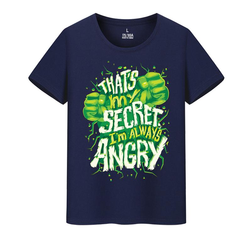 Marvel Hulk Angry Quote Green Fist Print Soft Cotton Casual Streetwear TShirt S