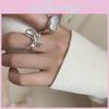 Eleganter Koreanischer Stil 925 Silber Perlen Schleifenknoten Ring Für Damen Verstellbares Modeaccessoire