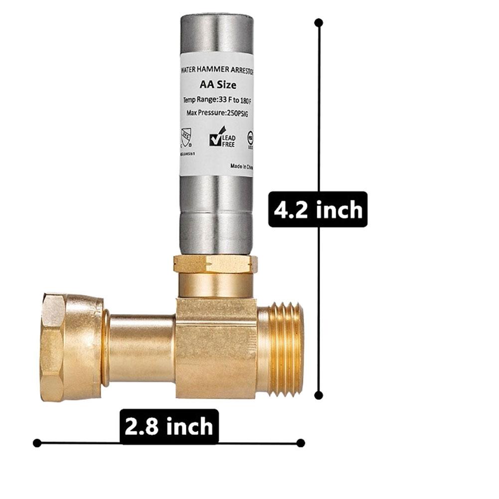 2pcs Water Hammer Arrestor 250 PSI Straight-Through 3/4" NH Stainless Steel Water Hammer Eliminator Tools Spare Parts