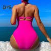 Women Monikni Sexy Suspender One-Piece Bikini Slim Fit Padded No Underwire Swimsuit Beach Sports Wear