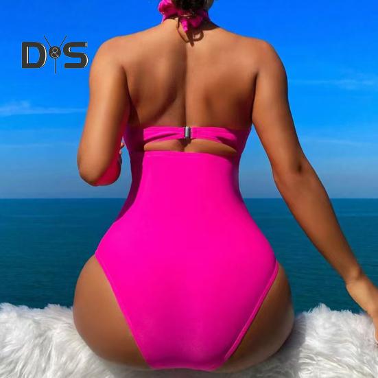 Women Monikni Sexy Suspender One-Piece Bikini Slim Fit Padded No Underwire Swimsuit Beach Sports Wear