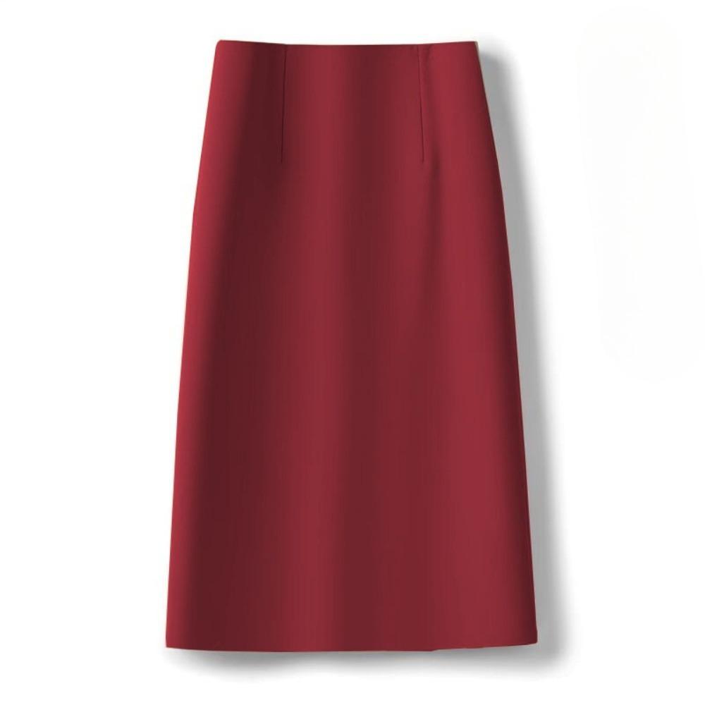 Women's High Waist A-Line Midi Skirt Non-Stretch Commuter Suit Skirt With Back Slit