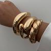 DIEZI 6 Stile Vintage Metall Armreif Armreifen Sets Hip Hop Punk Goldfarbe Geometrische Federarmreifen Für Frauen Armbänder Männer Schmuck