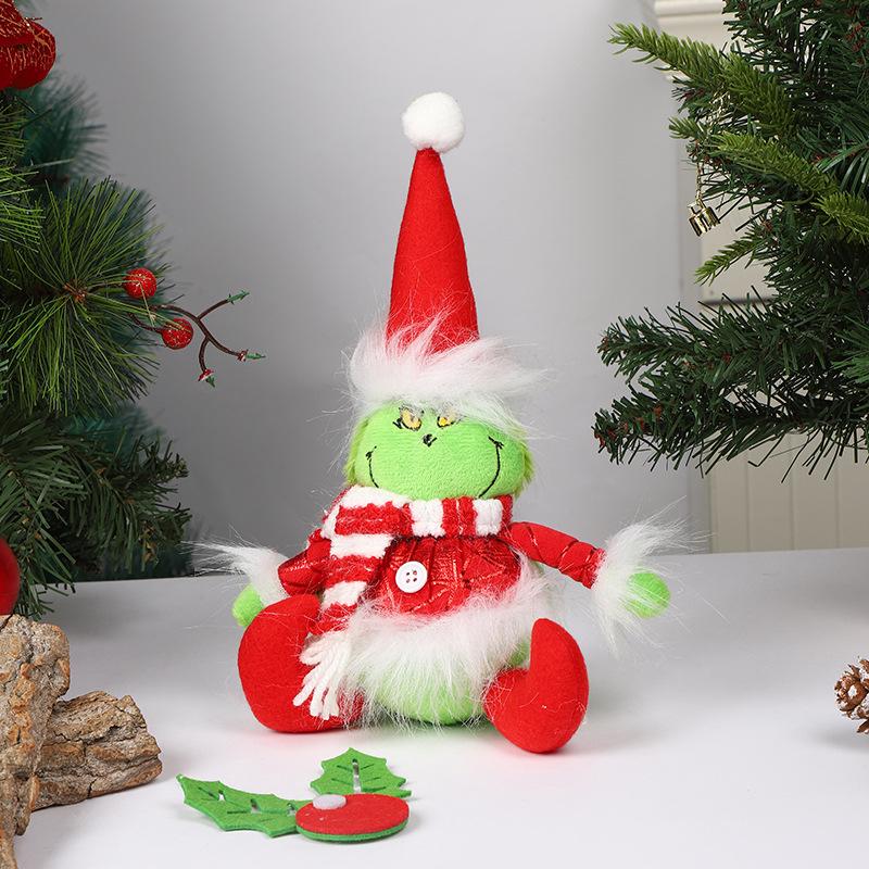 Рождественский ornament - Телескопическая стоячая кукла Гринча - Фигурка зеленого мохнатого монстра-эльфа