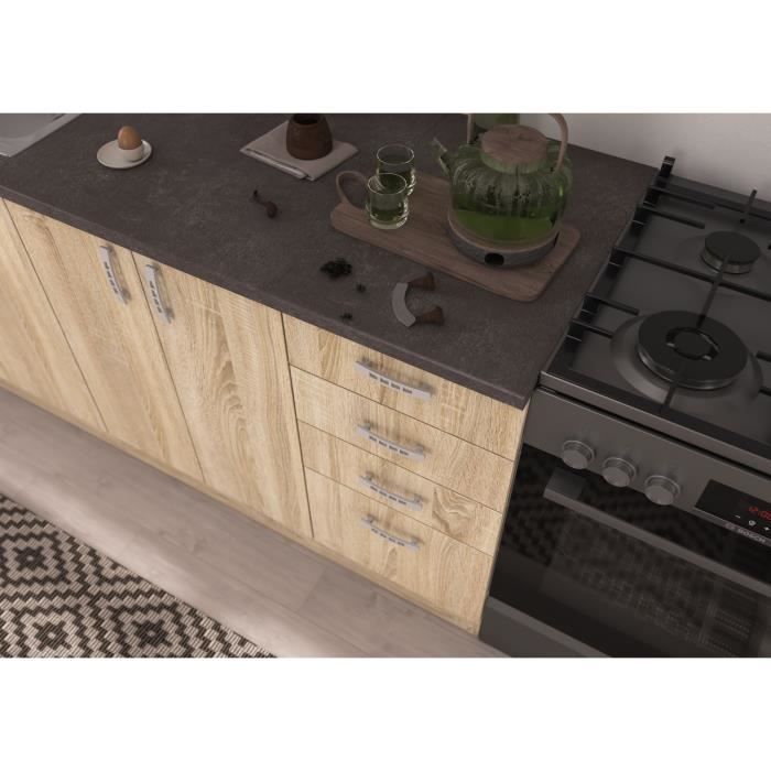 SARA Complete Modular Kitchen - Reversible Corner - 7 Elements - Sonoma Oak Decor - L270 X W148 Cm - Worktop Not Included