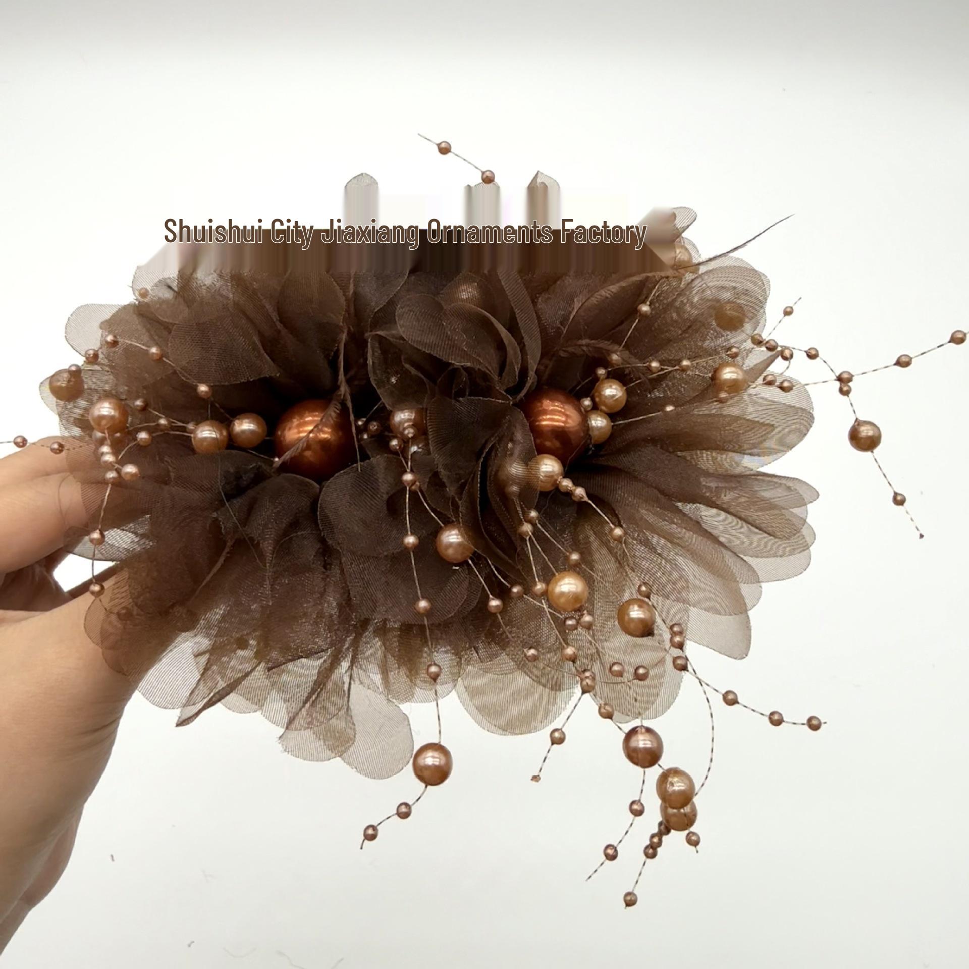 Extra Large Claw Clip with Tassel, Feather & Double Peony for Hair Volume