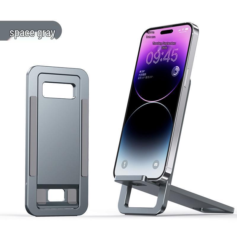 Aluminum Alloy Foldable Phone & Tablet Holder - Lightweight, Portable, Stepless Adjustment for Desktop Use