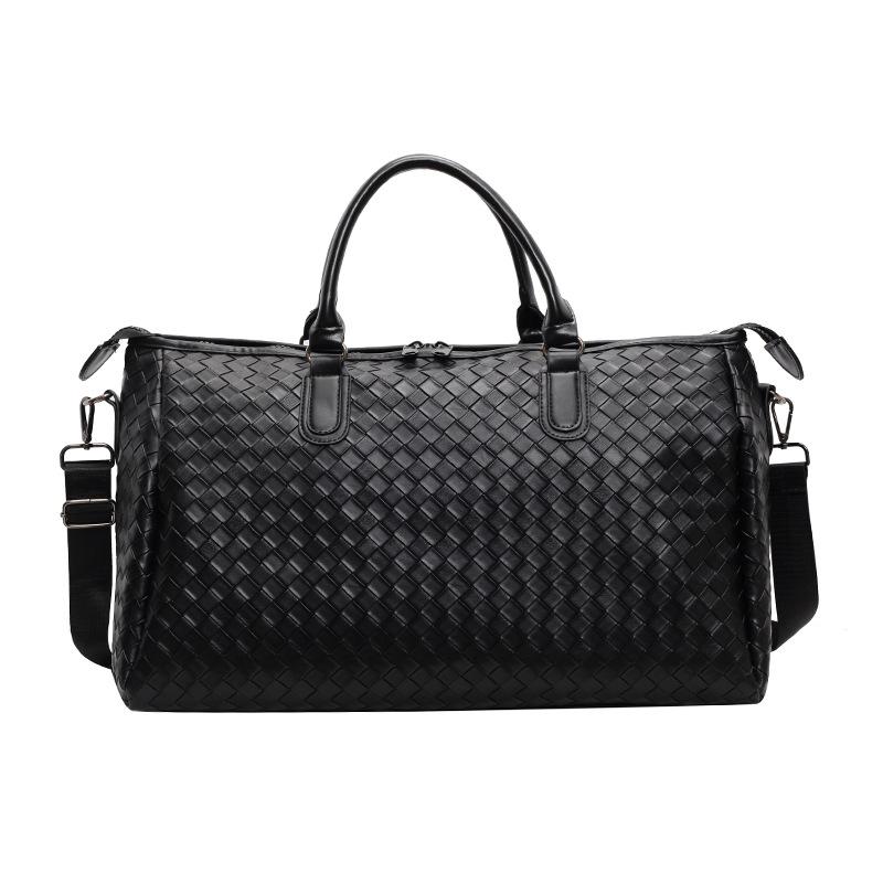 New fashion new PU leather woven portable travel bag large capacity shoulder messenger bag casual Korean version travel bag